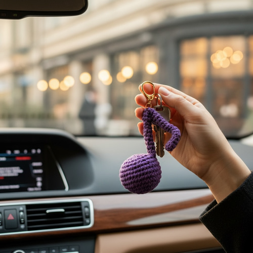 押すとピッ♪ 鳴き笛入り 音符の編みぐるみキーホルダー キーホルダー