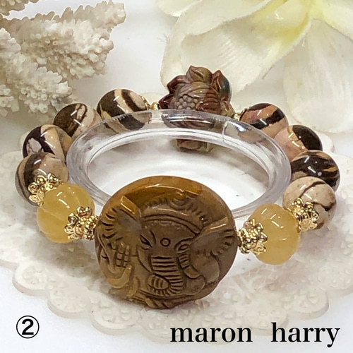 ガネーシャ・蓮・アラシャン・天然石ブレスレット