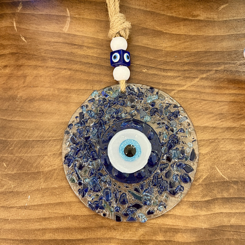 ハンドメイド　カラフルナザールボンジュウ　壁飾り1点物 ハンドメイド ナザールボンジュウ壁飾り 1点物 タペストリー・壁掛け