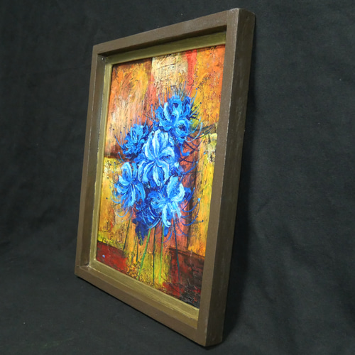 油絵 油彩 油彩画 絵 絵画 絵【青い彼岸花】 絵画 HR 通販 19905773