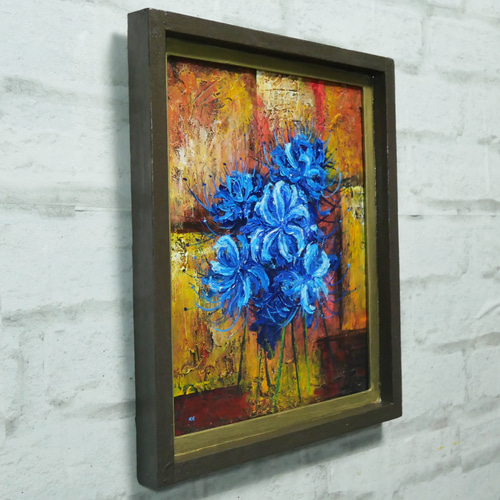 油絵 油彩 油彩画 絵 絵画 絵【青い彼岸花】 絵画 HR 通販