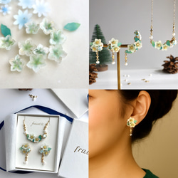 クリスマスローズとビジューのネックレス 5枚目の画像