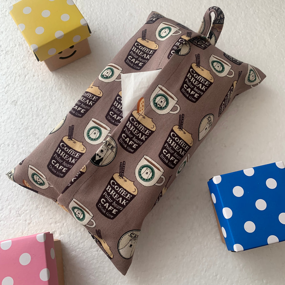 エコティッシュカバー☆マスクストッカー♪行ってみたいな♡白くまカフェ♪くすみ2カラー 1枚目の画像