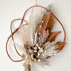 横向きスワッグ ベージュピンク ドライフラワー 横長スワッグ スワッグ