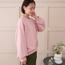大人のスウェット ビックシルエット 柔らか ドルマンスリーブトレーナー　ピンク　0748PK 4枚目の画像