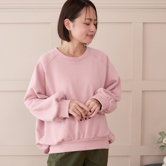 大人のスウェット ビックシルエット 柔らか ドルマンスリーブトレーナー　ピンク　0748PK 3枚目の画像