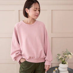 大人のスウェット ビックシルエット 柔らか ドルマンスリーブトレーナー　ピンク　0748PK 2枚目の画像