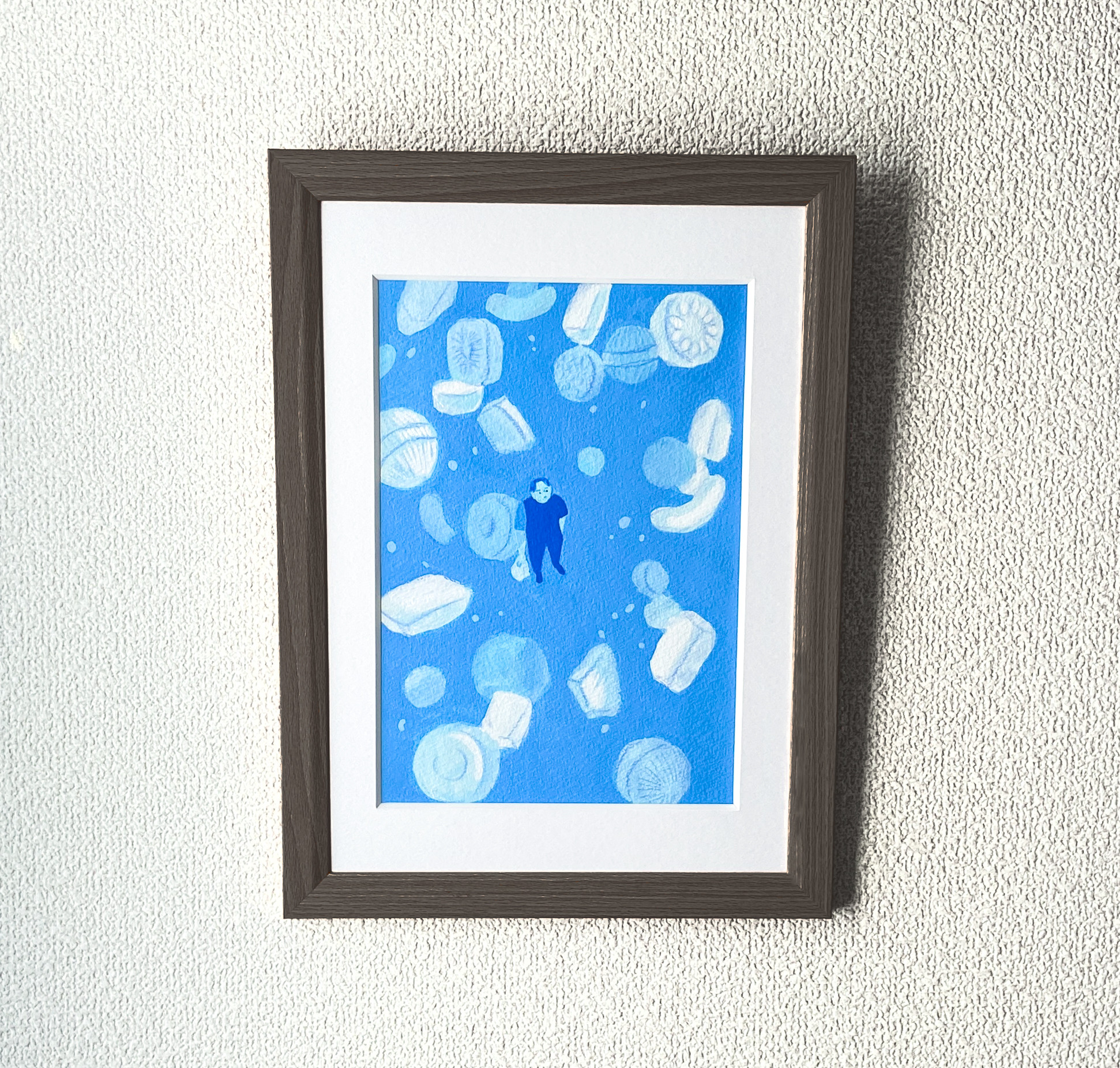 ＜マット付き原画　A4サイズ＞　「あめが降ってきた」