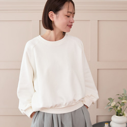 大人のスウェット ビックシルエット 柔らか ドルマンスリーブトレーナー　ホワイト　0748WH 2枚目の画像