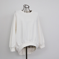 大人のスウェット ビックシルエット 柔らか ドルマンスリーブトレーナー　ホワイト　0748WH 11枚目の画像