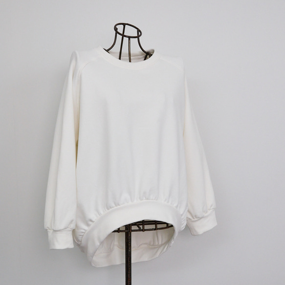 大人のスウェット ビックシルエット 柔らか ドルマンスリーブトレーナー　ホワイト　0748WH 11枚目の画像