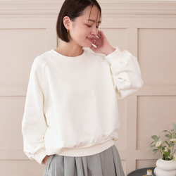 大人のスウェット ビックシルエット 柔らか ドルマンスリーブトレーナー　ホワイト　0748WH 1枚目の画像
