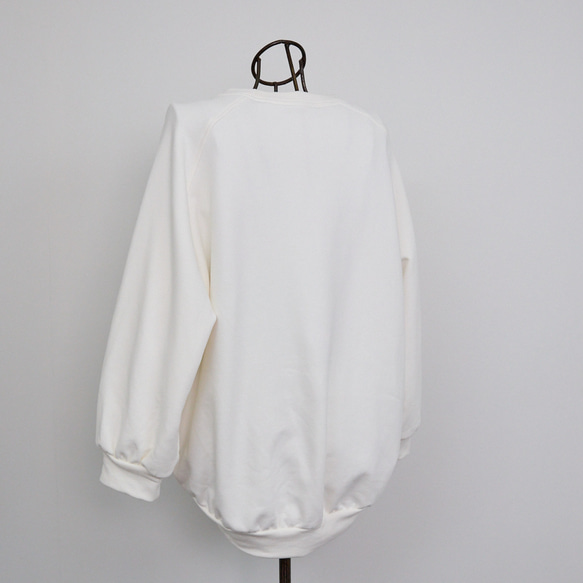 大人のスウェット ビックシルエット 柔らか ドルマンスリーブトレーナー　ホワイト　0748WH 13枚目の画像