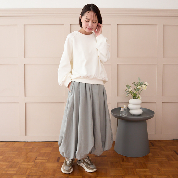 大人のスウェット ビックシルエット 柔らか ドルマンスリーブトレーナー　ホワイト　0748WH 7枚目の画像
