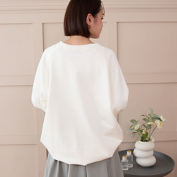 大人のスウェット ビックシルエット 柔らか ドルマンスリーブトレーナー　ホワイト　0748WH 5枚目の画像