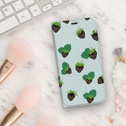 苺 ベルトなし 帯なし ベルトレス手帳型 iPhone スマホ ケース カバー 3枚目の画像