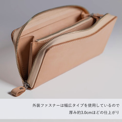 ラウンド 長財布 ZIP 小銭入れつき 牛革 レザー ヌメ革 本革 日々を刻む日記帳 nfl hnd Creema店 8枚目の画像