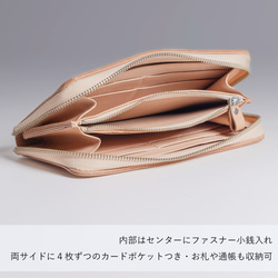 ラウンド 長財布 ZIP 小銭入れつき 牛革 レザー ヌメ革 本革 日々を刻む日記帳 nfl hnd Creema店 3枚目の画像