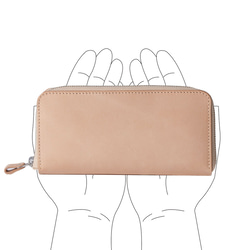 ラウンド 長財布 ZIP 小銭入れつき 牛革 レザー ヌメ革 本革 日々を刻む日記帳 nfl hnd Creema店 12枚目の画像