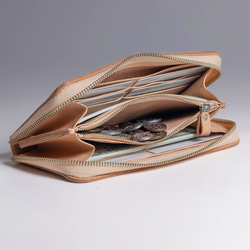 ラウンド 長財布 ZIP 小銭入れつき 牛革 レザー ヌメ革 本革 日々を刻む日記帳 nfl hnd Creema店 10枚目の画像