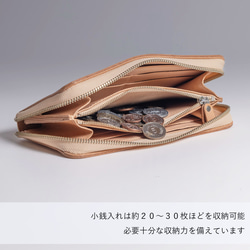 ラウンド 長財布 ZIP 小銭入れつき 牛革 レザー ヌメ革 本革 日々を刻む日記帳 nfl hnd Creema店 6枚目の画像