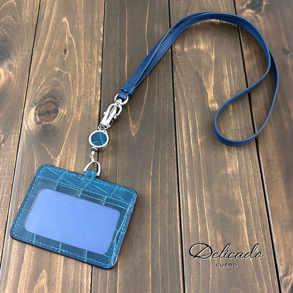 クロコダイル IDホルダー ピーコックブルー