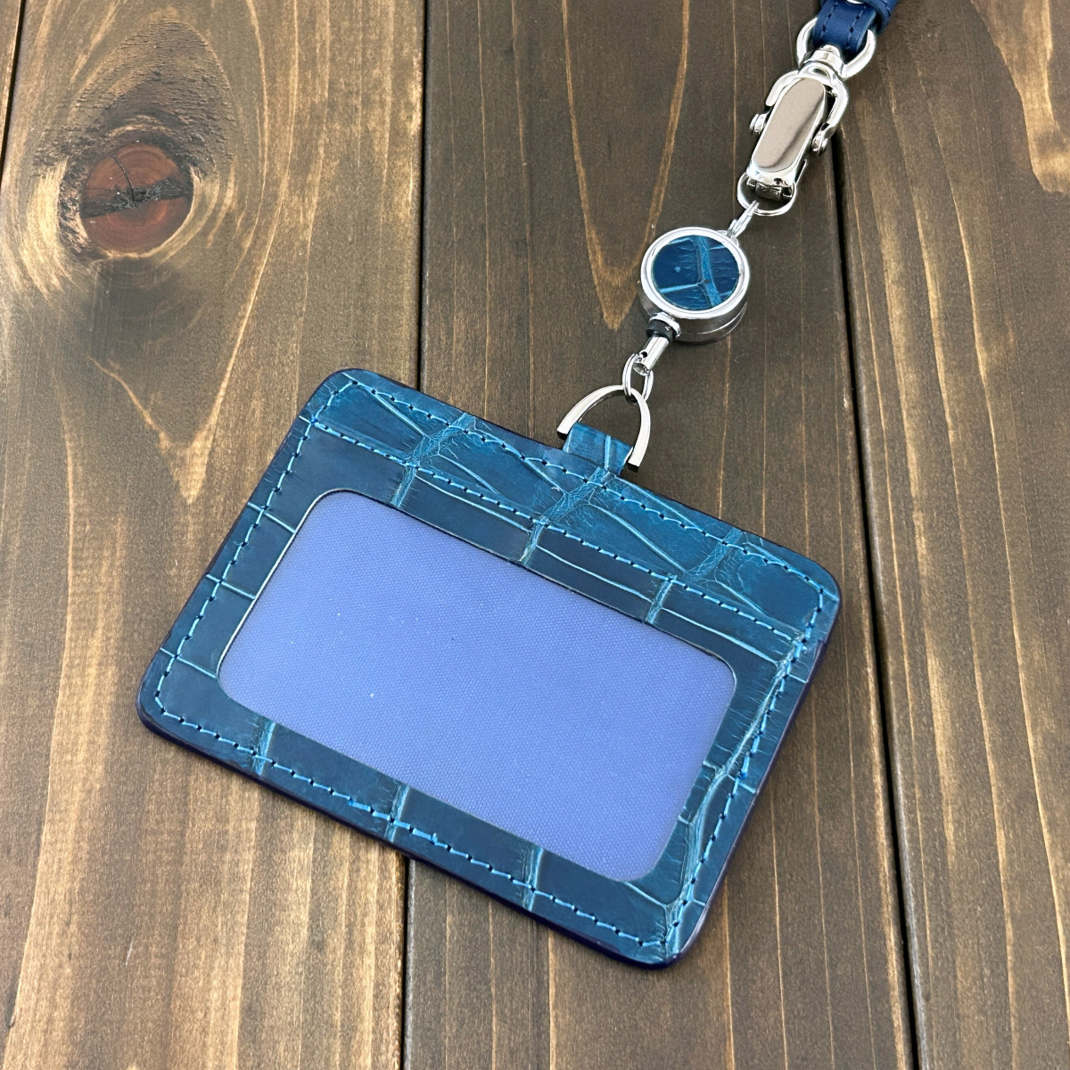 クロコダイル IDホルダー ピーコックブルー