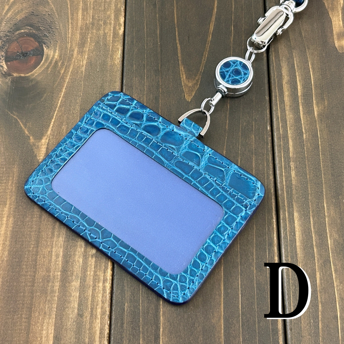 クロコダイル IDホルダー ピーコックブルー