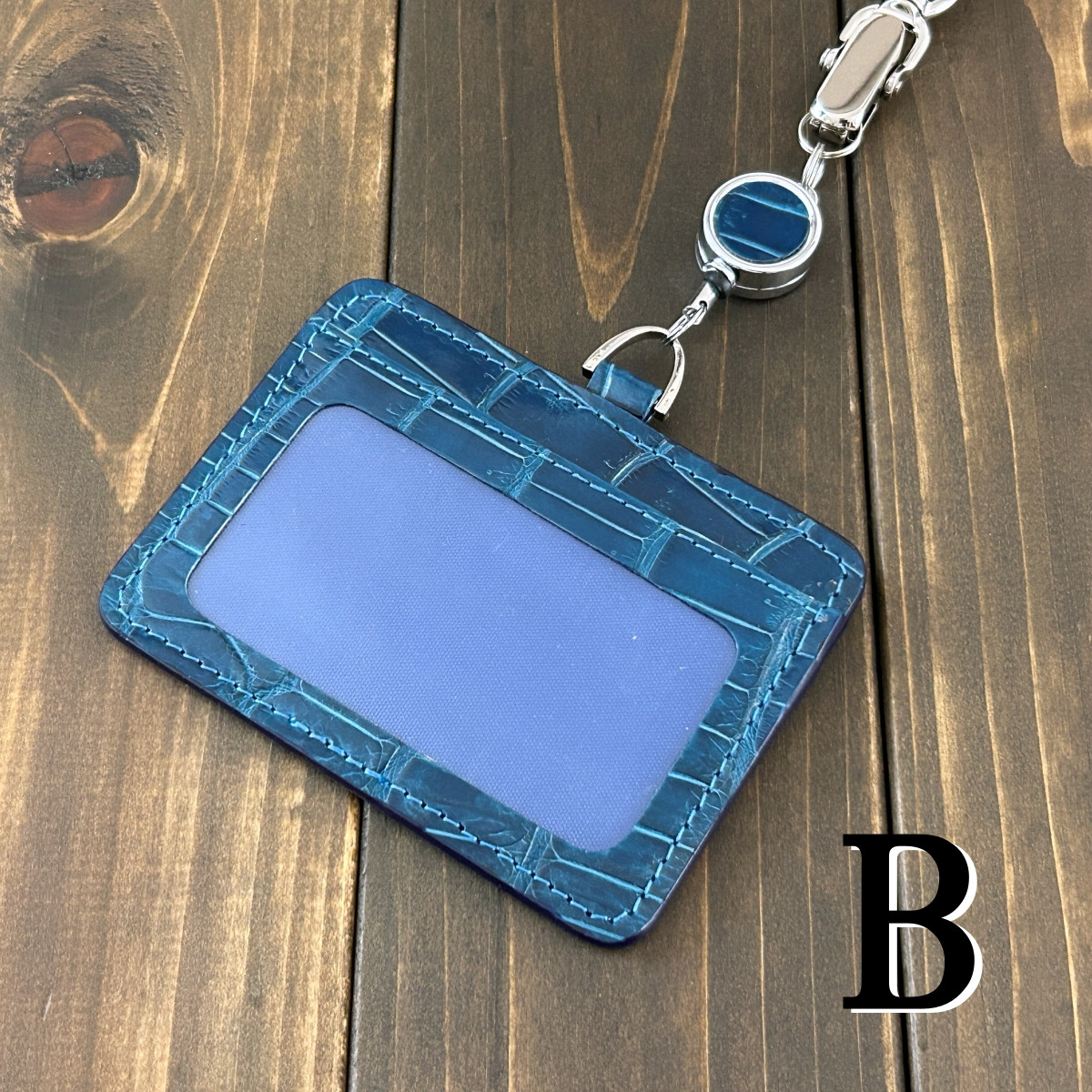 クロコダイル IDホルダー ピーコックブルー