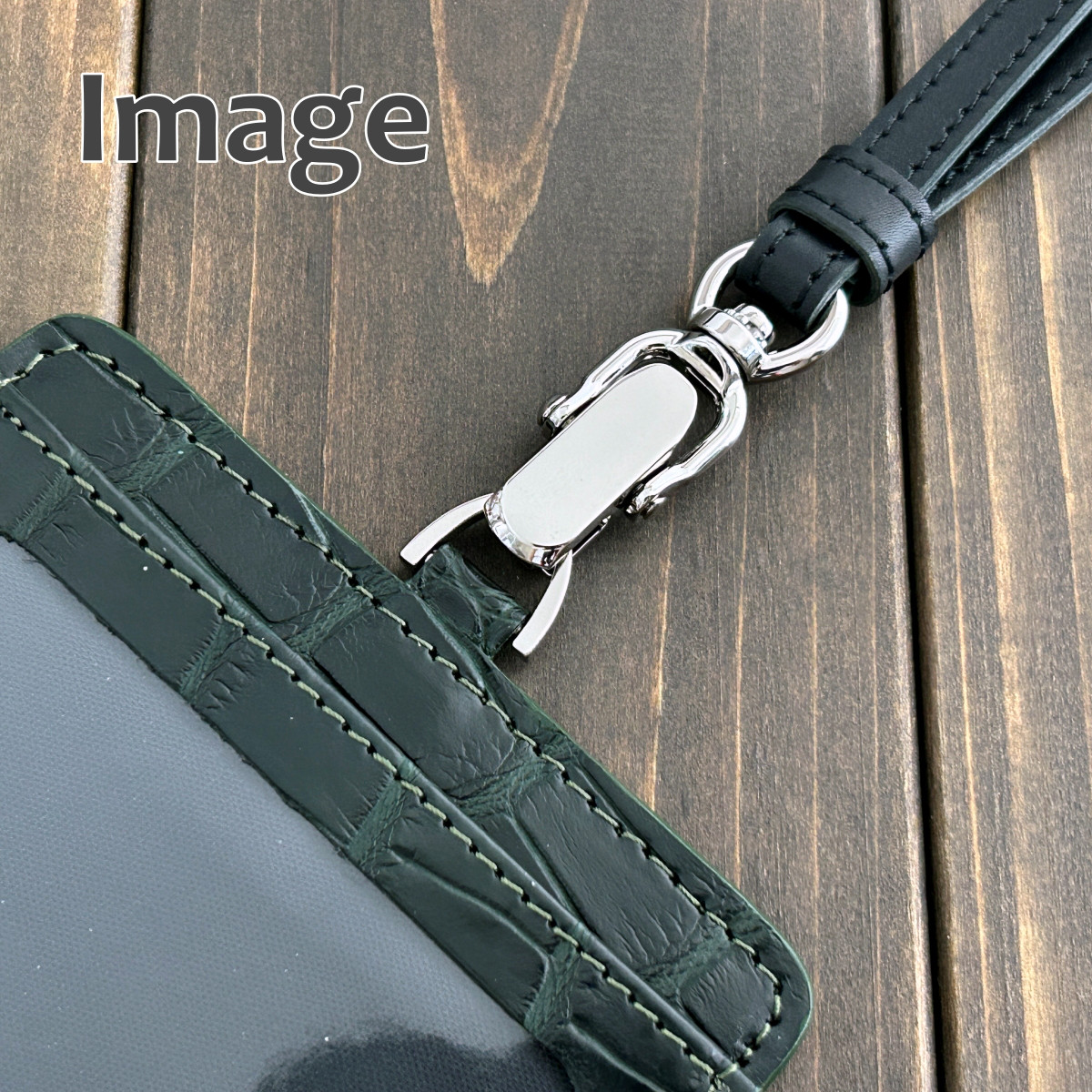 クロコダイル IDホルダー ピーコックブルー