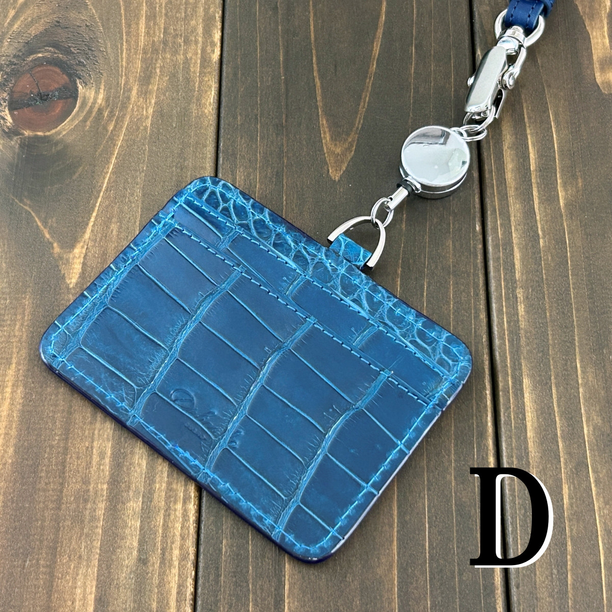 クロコダイル IDホルダー ピーコックブルー