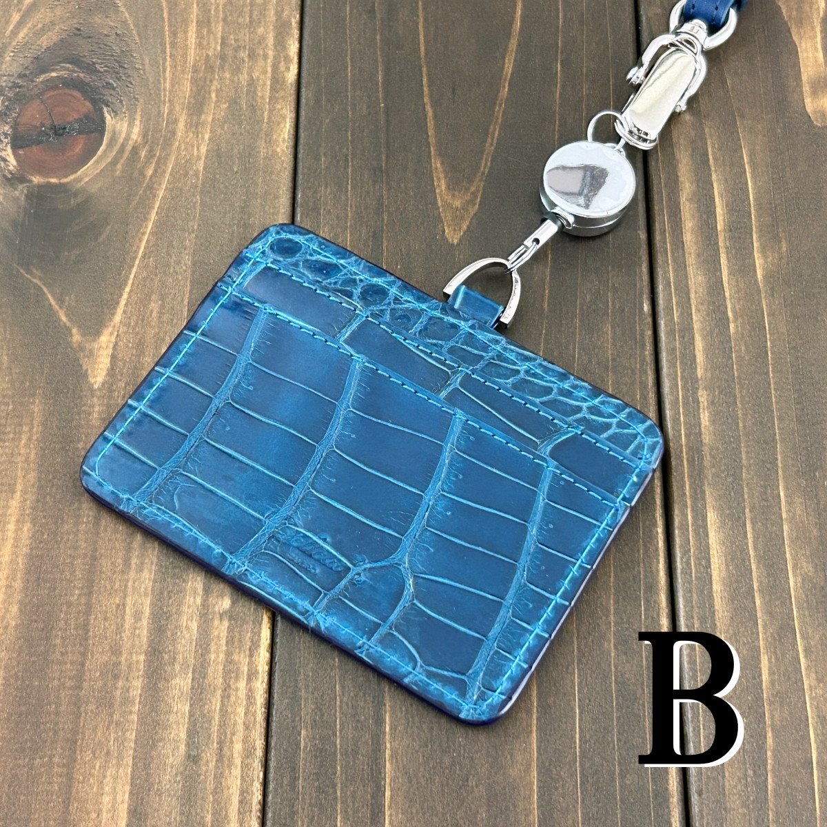 クロコダイル IDホルダー ピーコックブルー