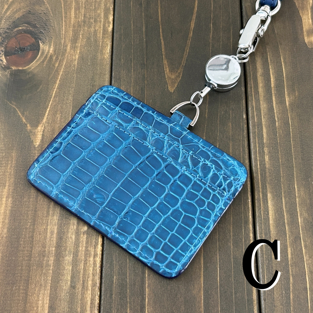 クロコダイル IDホルダー ピーコックブルー