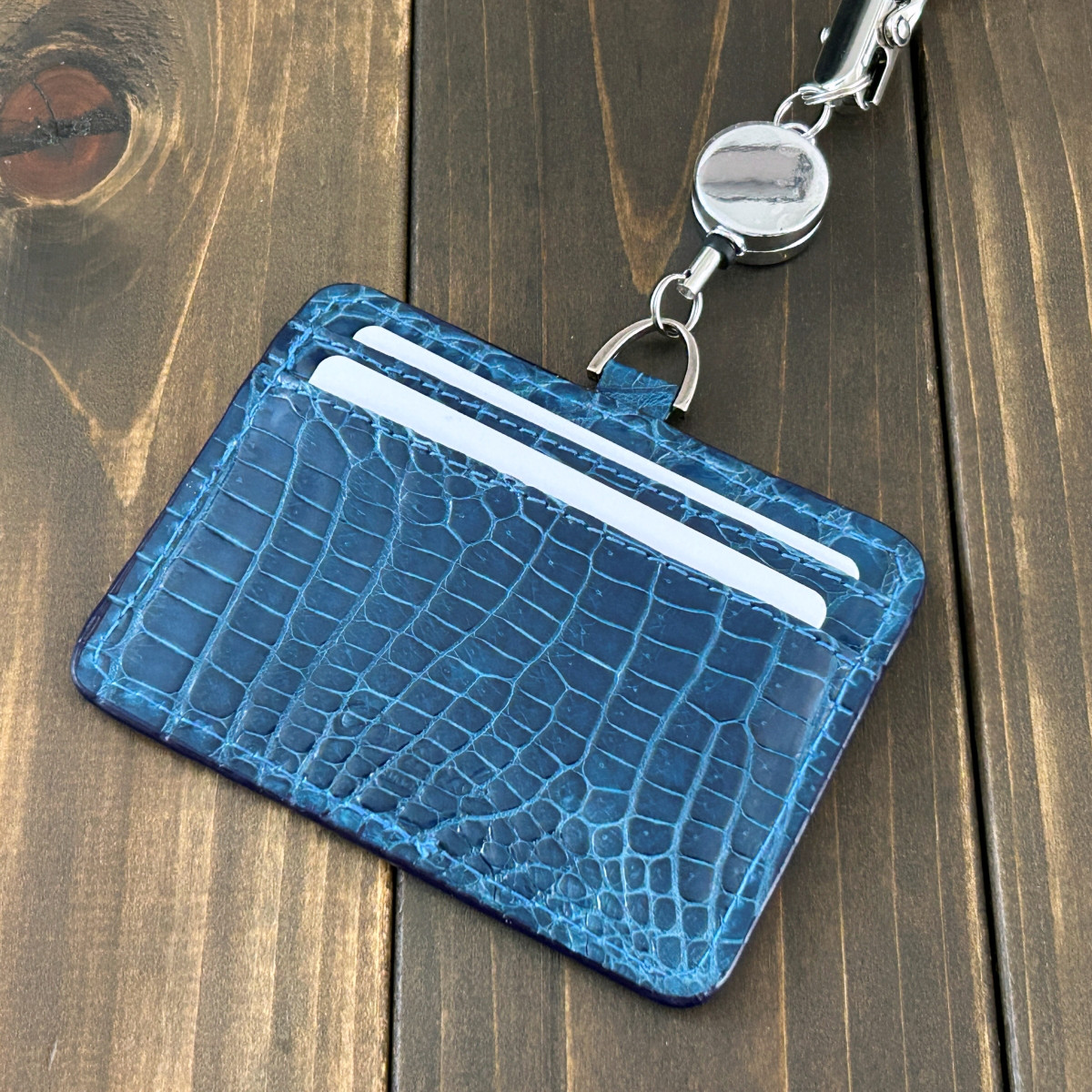 クロコダイル IDホルダー ピーコックブルー