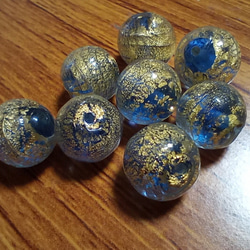 ベネチアンビーズ　カドーロラウンド（ブルー）10ｍｍ 5枚目の画像