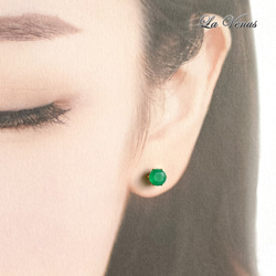 ✴︎つけっぱなしOK✴︎ グリーンオニキス スタッドピアス 大粒 6mm 316 5月誕生石 両耳用 14kgf 14枚目の画像