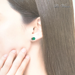 ✴︎つけっぱなしOK✴︎ グリーンオニキス スタッドピアス 大粒 6mm 316 5月誕生石 両耳用 14kgf 18枚目の画像