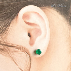 ✴︎つけっぱなしOK✴︎ グリーンオニキス スタッドピアス 大粒 6mm 316 5月誕生石 両耳用 14kgf 16枚目の画像
