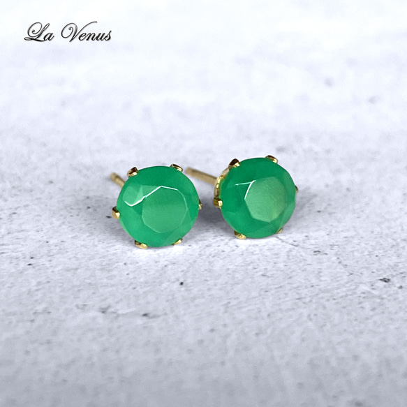 ✴︎つけっぱなしOK✴︎ グリーンオニキス スタッドピアス 大粒 6mm 316 5月誕生石 片耳用 14kgf 9枚目の画像