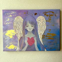 テクスチャーアート 眠る天使の絵 F3サイズ アクリル画 原画 癒しの