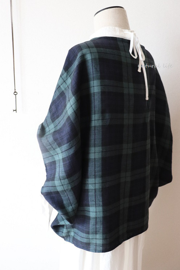 １点のみ♡ブラックウォッチリネンのゆるプル 6枚目の画像