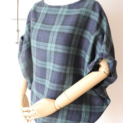 １点のみ♡ブラックウォッチリネンのゆるプル 4枚目の画像