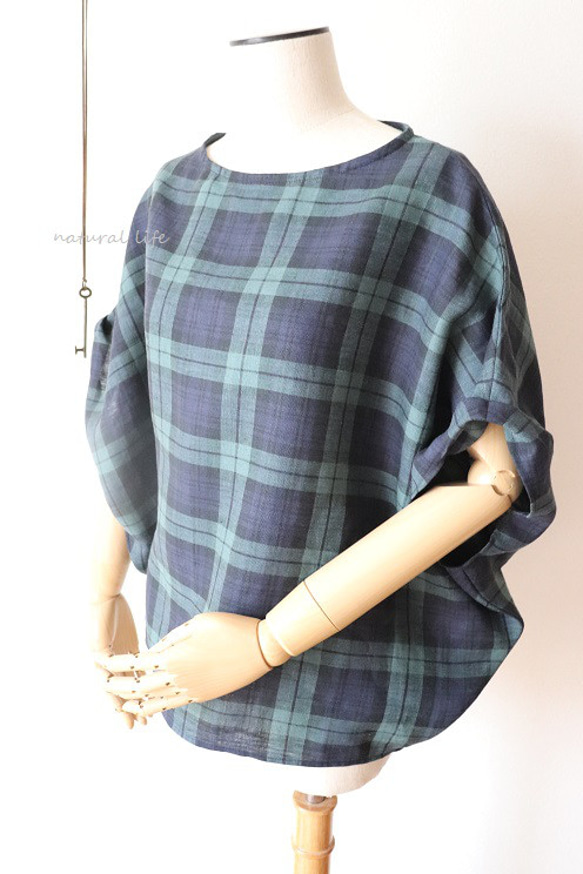 １点のみ♡ブラックウォッチリネンのゆるプル 4枚目の画像