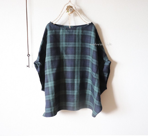 １点のみ♡ブラックウォッチリネンのゆるプル 1枚目の画像