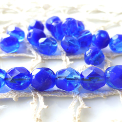 FP 青透明　チェコビーズCzech Glass Beads20個 1枚目の画像