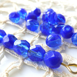 FP 青透明　チェコビーズCzech Glass Beads20個 2枚目の画像