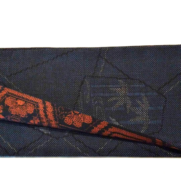 【新品】正絹　半幅帯　大島　リバーシブル　長尺 7枚目の画像