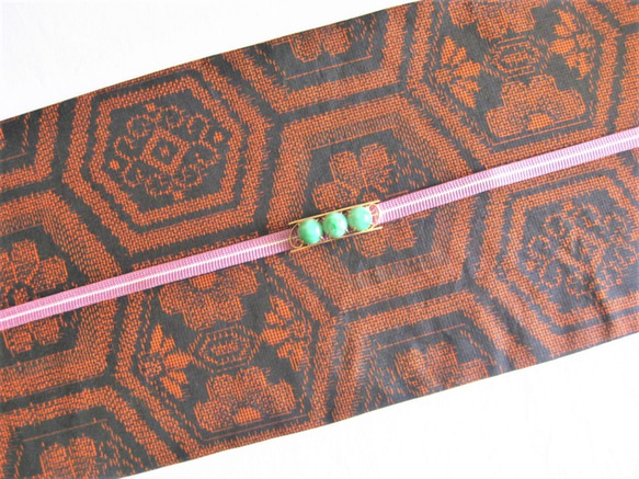 【新品】正絹　半幅帯　大島　リバーシブル　長尺 9枚目の画像