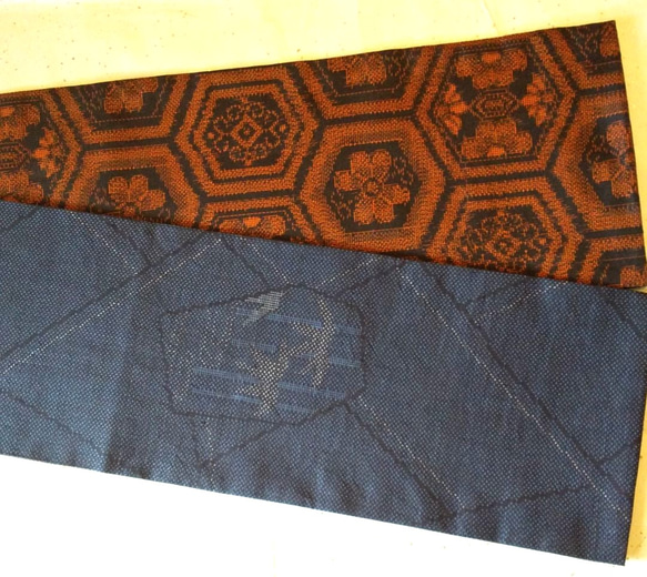 【新品】正絹　半幅帯　大島　リバーシブル　長尺 2枚目の画像