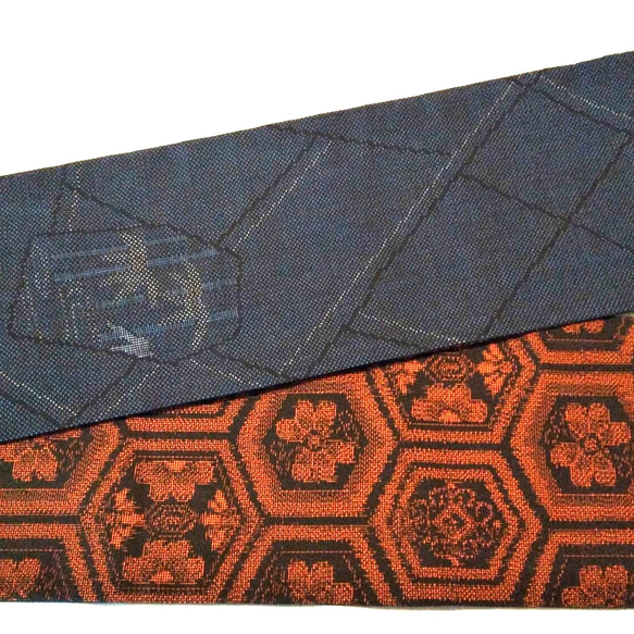 【新品】正絹　半幅帯　大島　リバーシブル　長尺 1枚目の画像